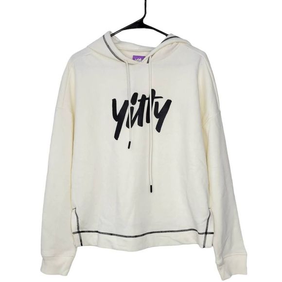 Fabletics Yitty Major Label Cream Contrast Stitch Fleece Hoodie M - Picture 2 of 6